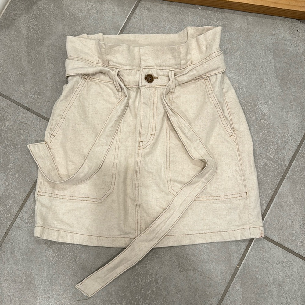 FREE PEOPLE WHITE CREAM DENIM SKIRT